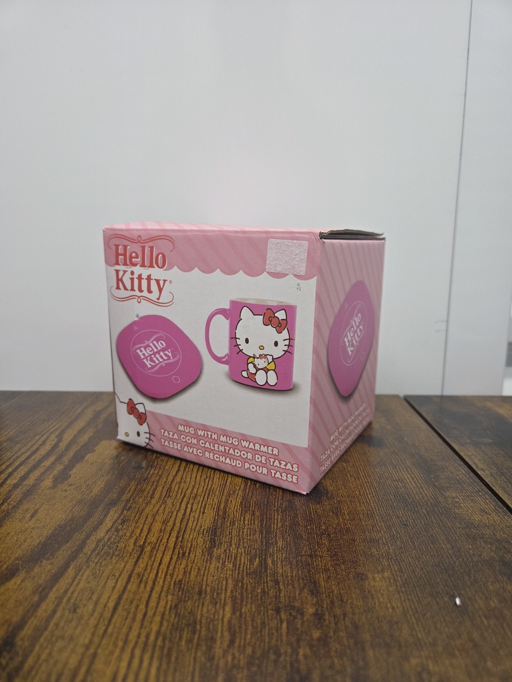HELLO KITTY Desk Office Pink Coffee Mug + Matching Warmer NIB